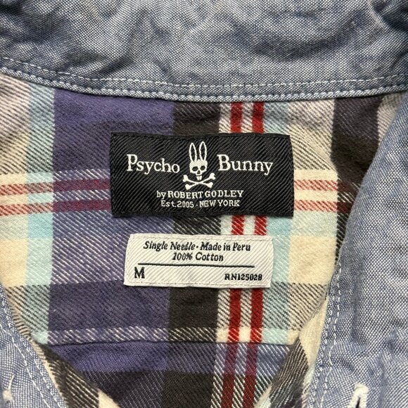 Psycho Bunny Men's Flannel Shirt - Purple Plaid - Picture 5 of 7